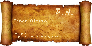 Pencz Aletta névjegykártya